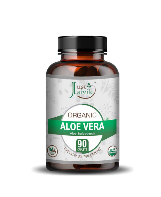Just Jaivik Organic Aloe Vera Caplet - 750mg, 90 count - HNW GLOBAL