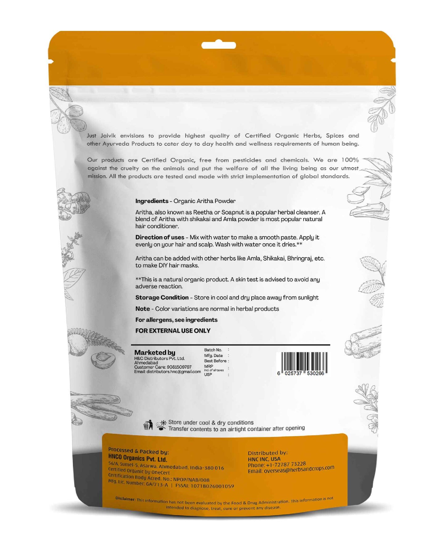 Just Jaivik Organic Aritha Powder - 100gm
