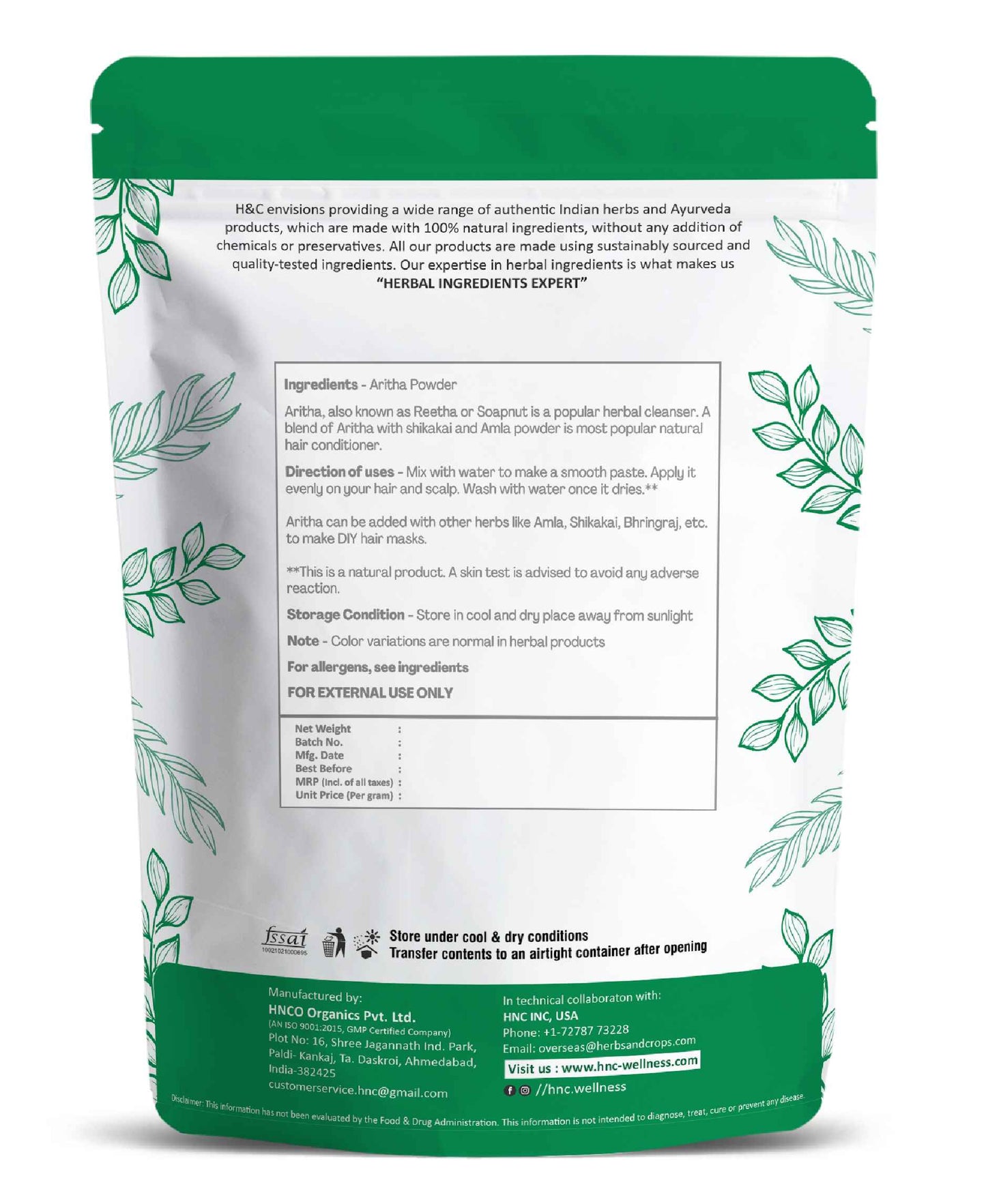 H&C Natural Aritha Powder - 100gm - HNW GLOBAL