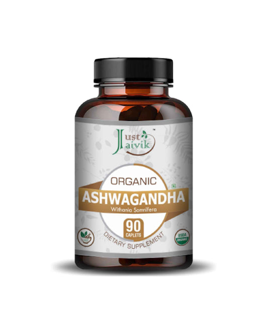 Just Jaivik Organic Ashwagandha Caplet - 750mg, 90 count - HNW GLOBAL