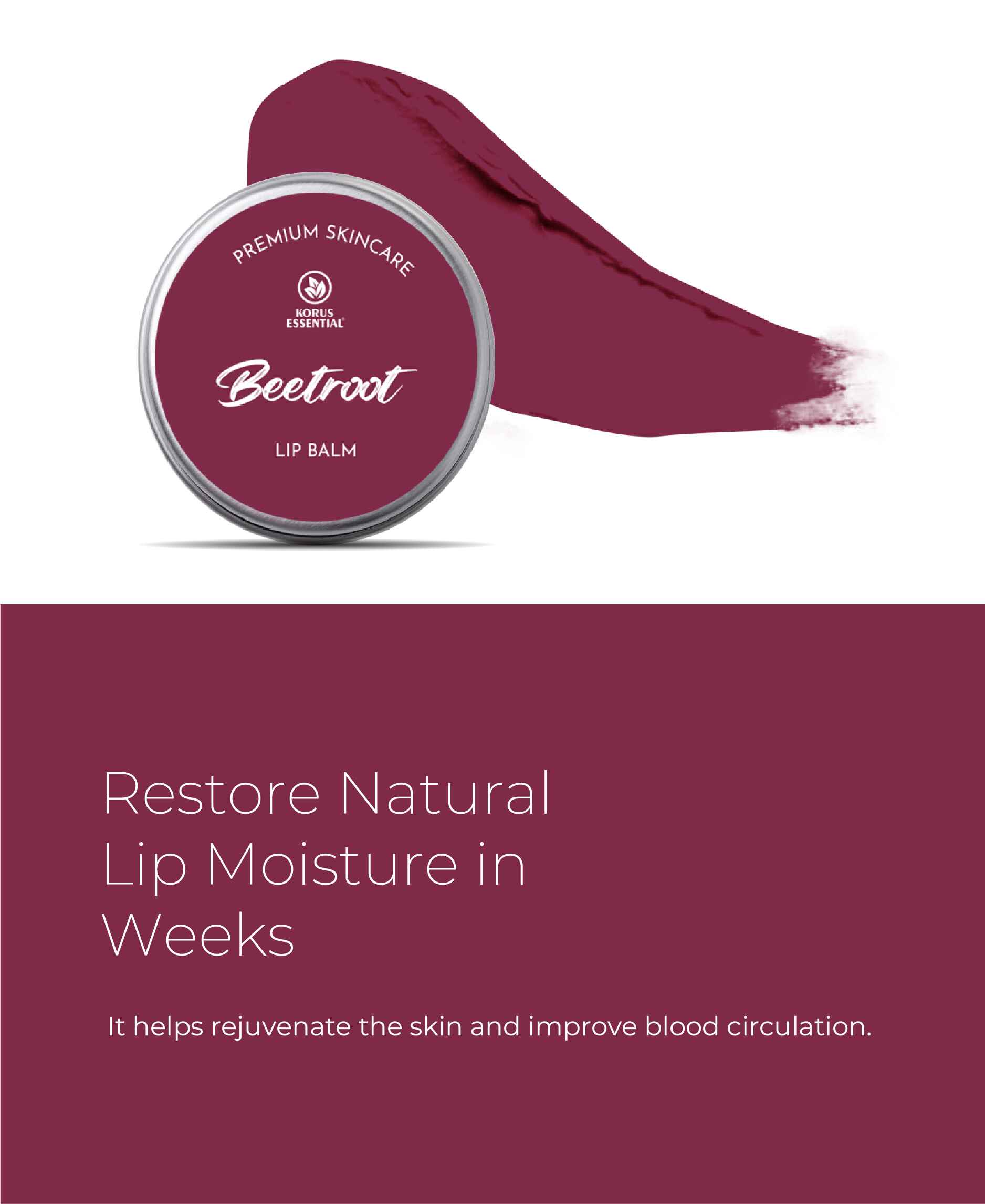 Korus Essential Beetroot Lip Balm with Shea Butter  - 8 Grams - HNW GLOBAL