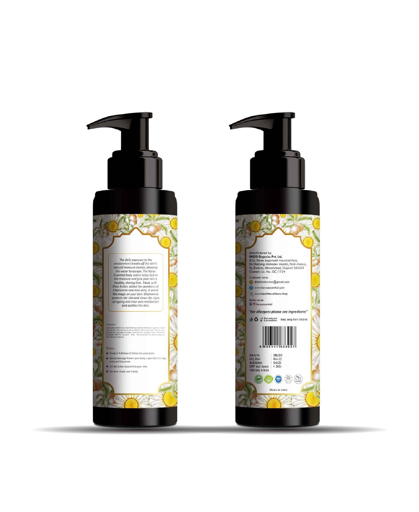 Korus Essential Shea Butter Body Lotion with Vitamin E and Chamomile Extract
