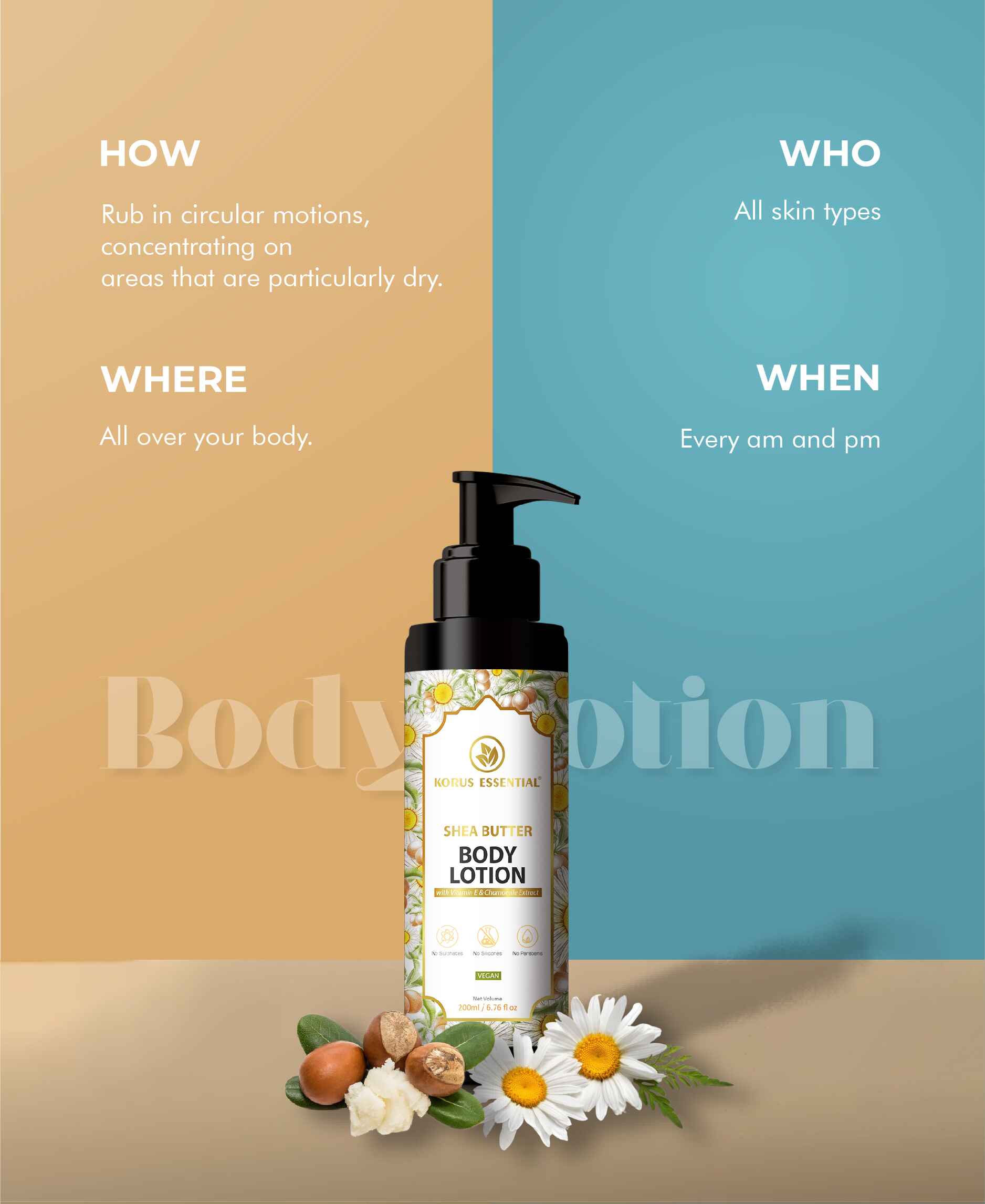Korus Essential Shea Butter Body Lotion with Vitamin E and Chamomile Extract - HNW GLOBAL