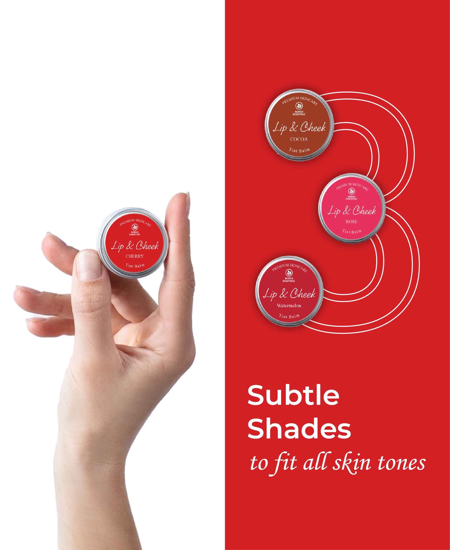 Korus Essential Cherry Lip & Cheek Tint Balm - 8 Grams