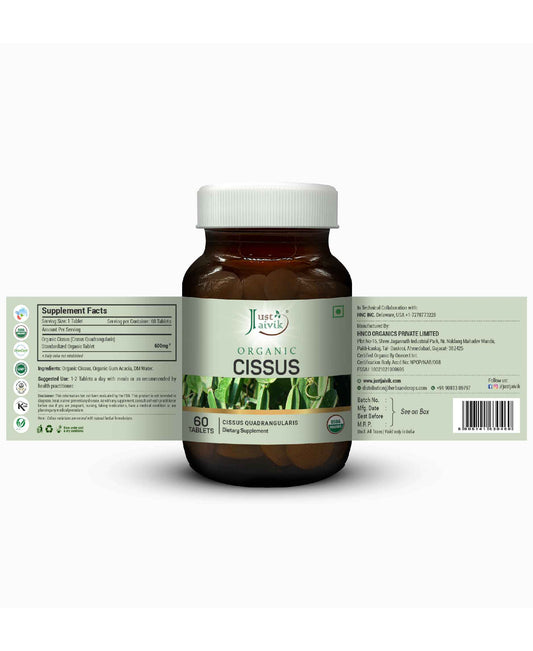 Just Jaivik Organic Cissus Tablets - 600mg, 60 Tablets - HNW GLOBAL