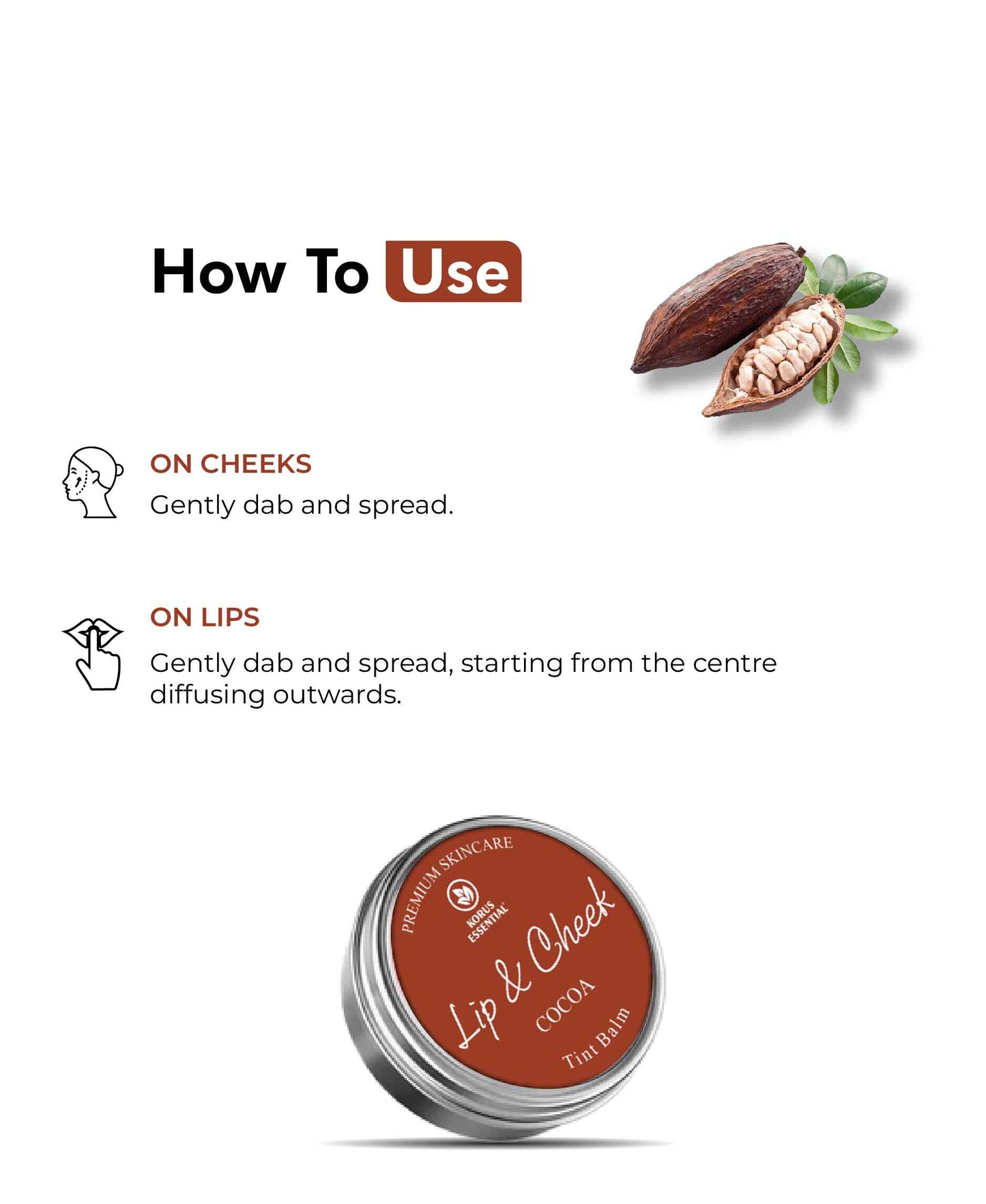 Korus Essential Cocoa Lip & Cheek Tint Balm - 8 Grams