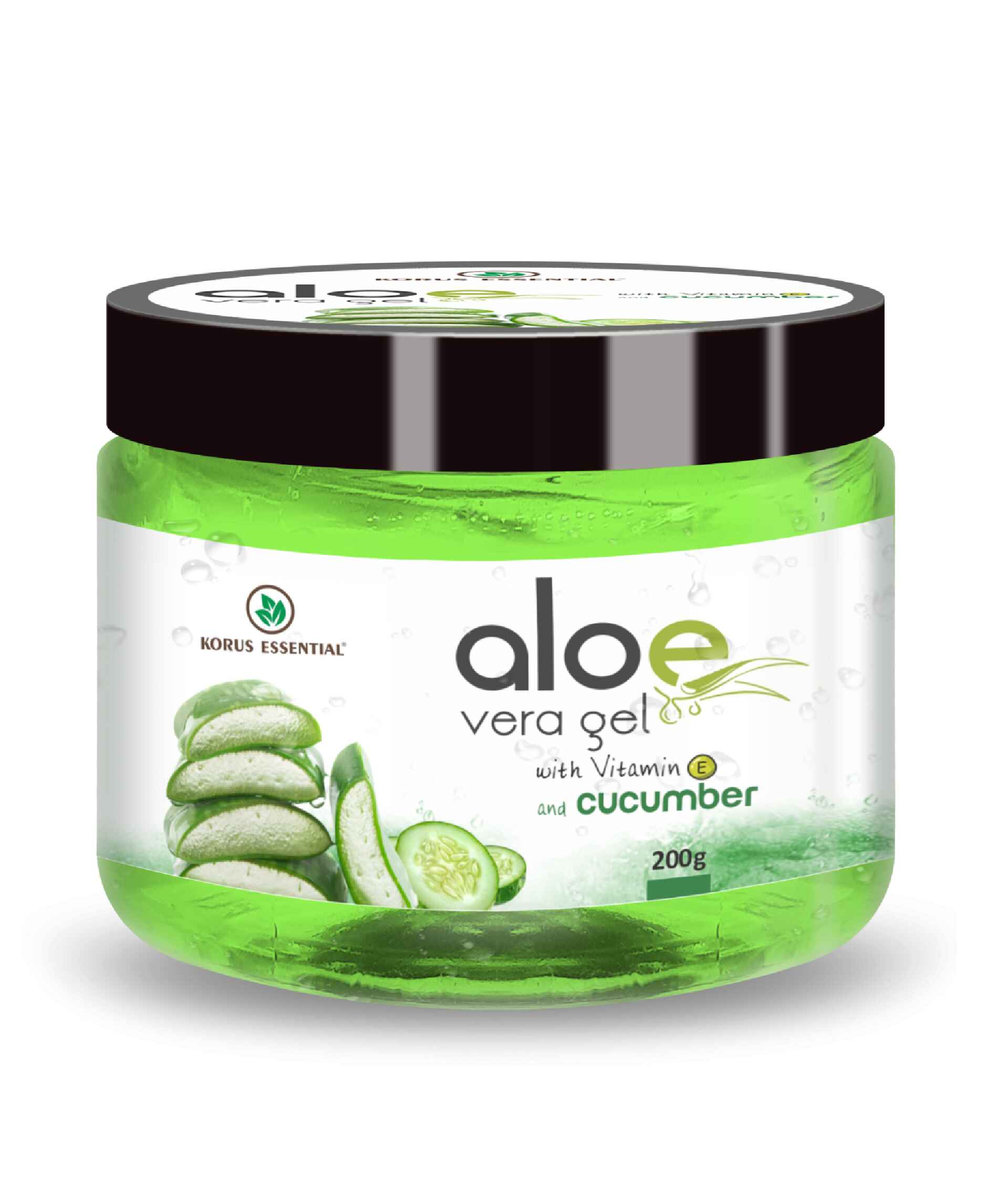 Korus Essential Aloe Vera Gel with Cucumber and Vitamin E - 200g Pack - HNW GLOBAL