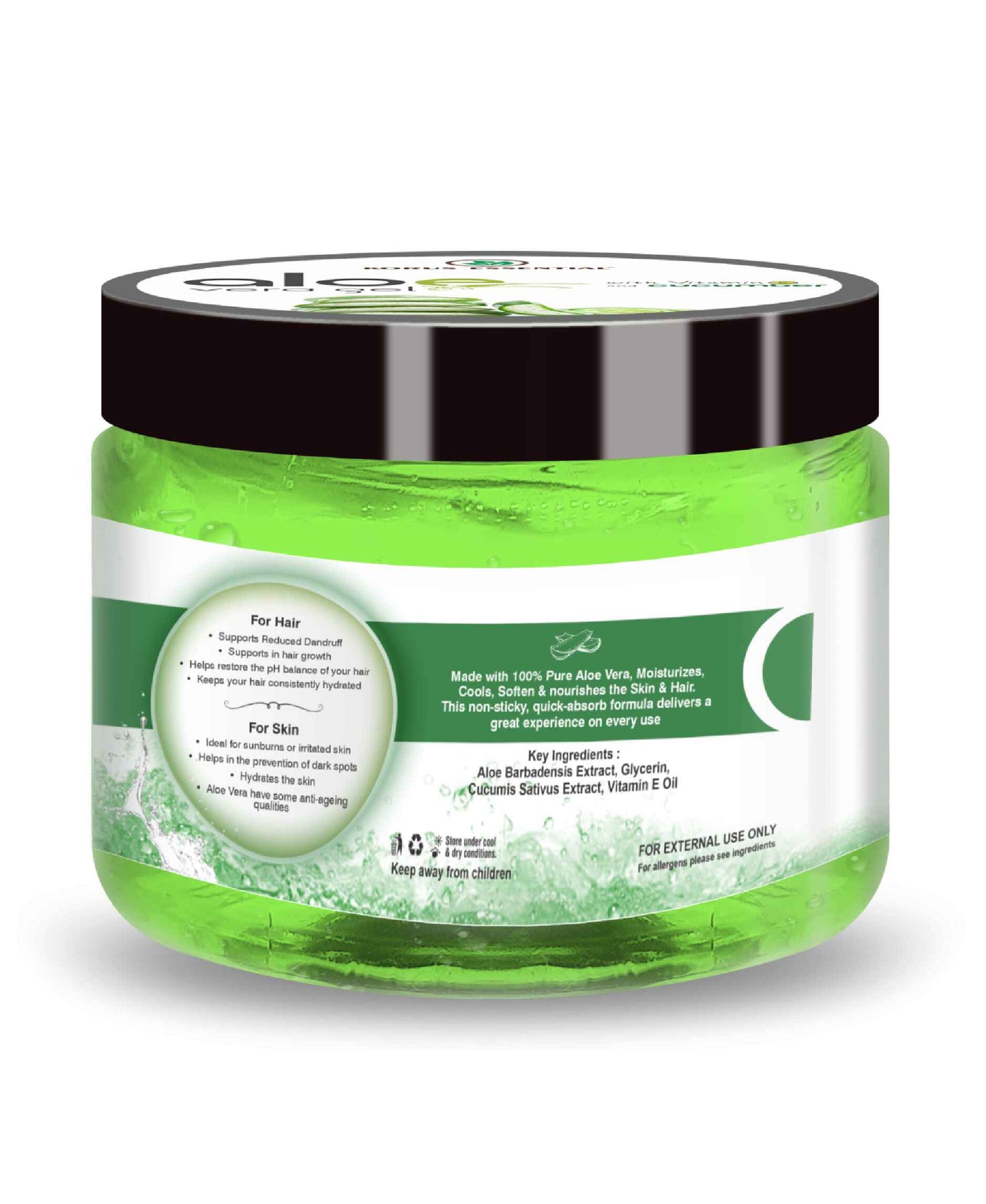 Korus Essential Aloe Vera Gel with Cucumber and Vitamin E - 200g Pack - HNW GLOBAL