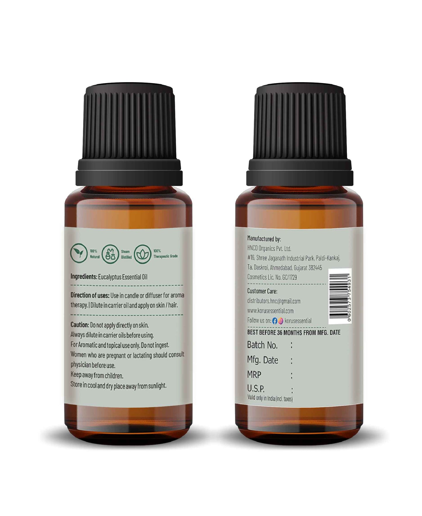 Korus Essential Eucalyptus (Nilgiri) Essential Oil - 15ml