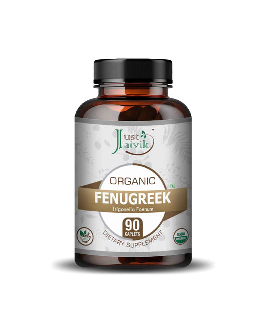 Just Jaivik Organic Fenugreek Caplet - 750mg, 90 count - HNW GLOBAL