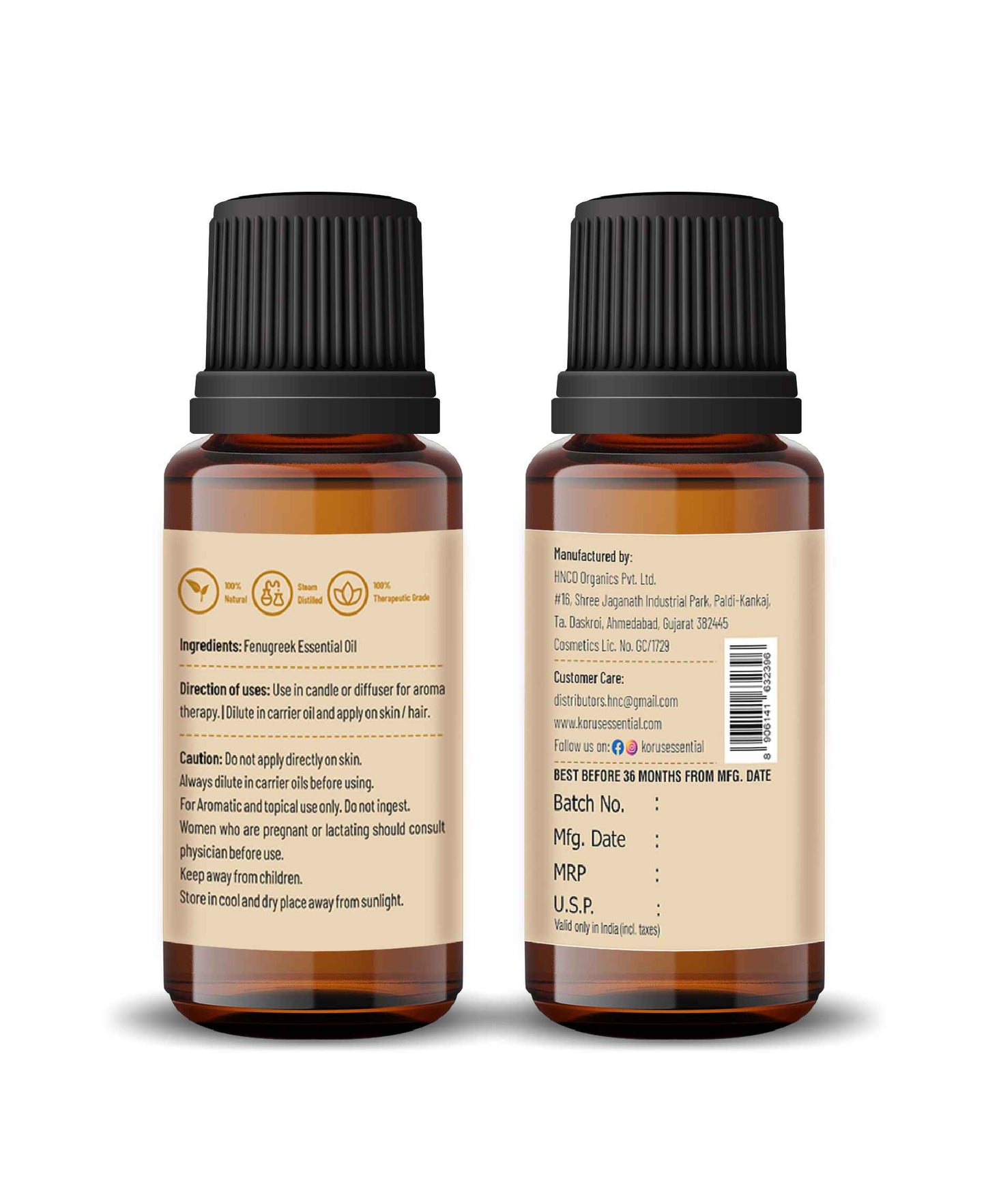 Korus Essential Fenugreek Essential Oil - 15ml