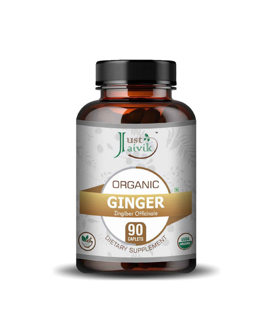 Just Jaivik Organic Ginger Caplet - 750mg, 90 count - HNW GLOBAL