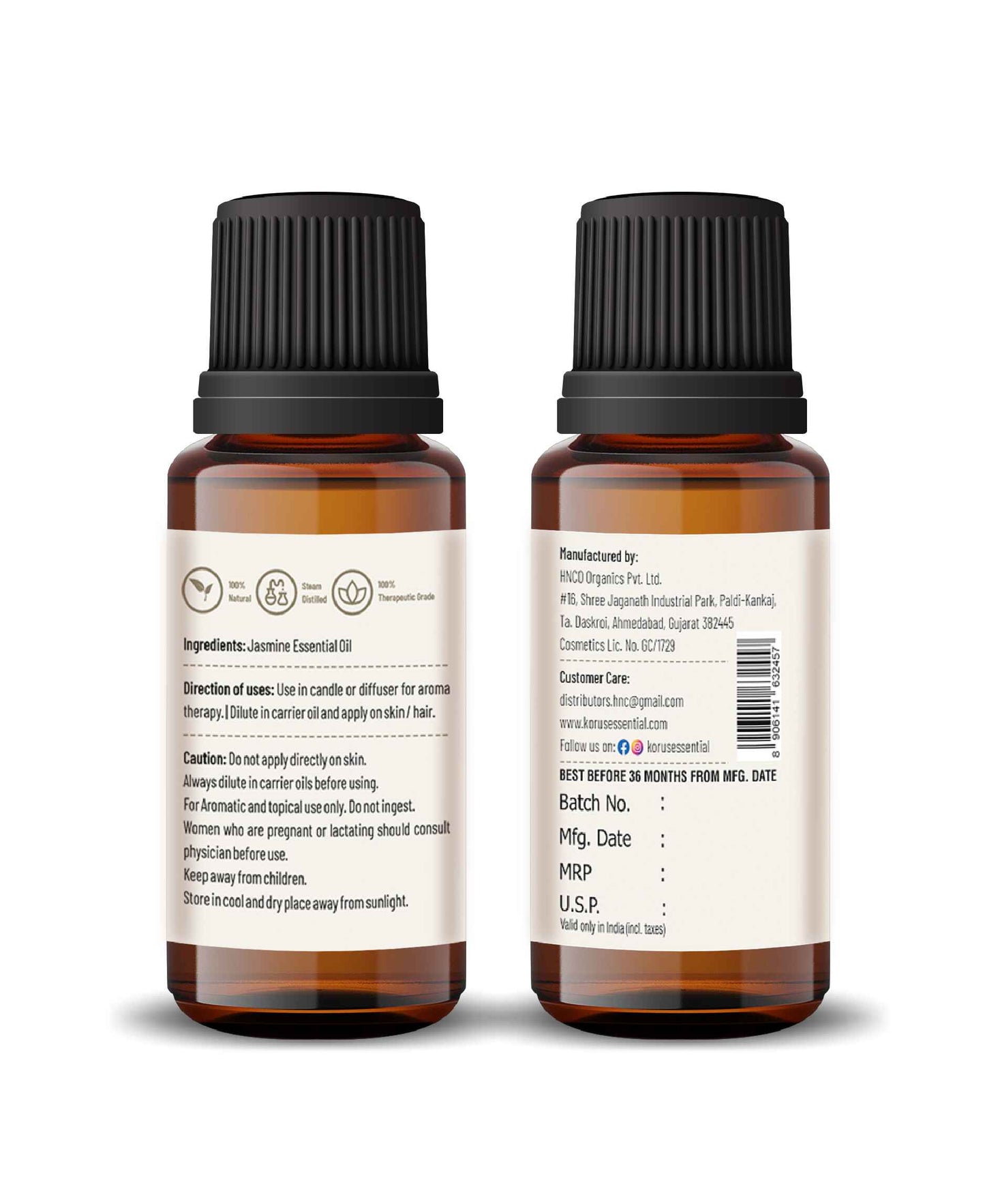 Korus Essential Jasmine Essential Oil - 15ml - HNW GLOBAL