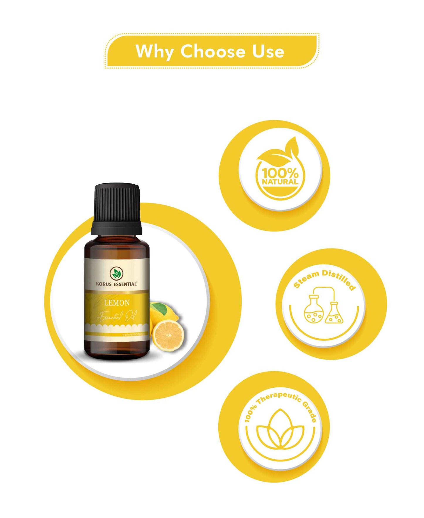 Korus Essential Lemon Essential Oil - 15ml - HNW GLOBAL