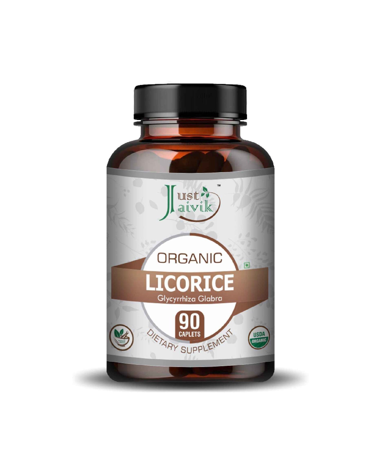 Just Jaivik Organic Licorice Caplet - 750mg, 90 count - HNW GLOBAL