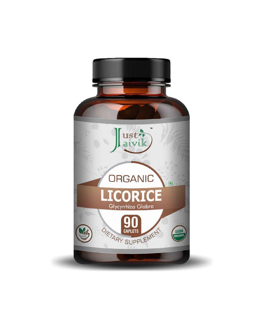 Just Jaivik Organic Licorice Caplet - 750mg, 90 count - HNW GLOBAL