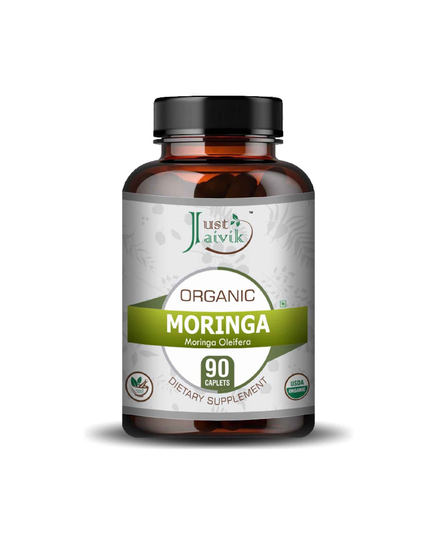 Just Jaivik Organic Moringa Caplet - 750mg, 90 count
