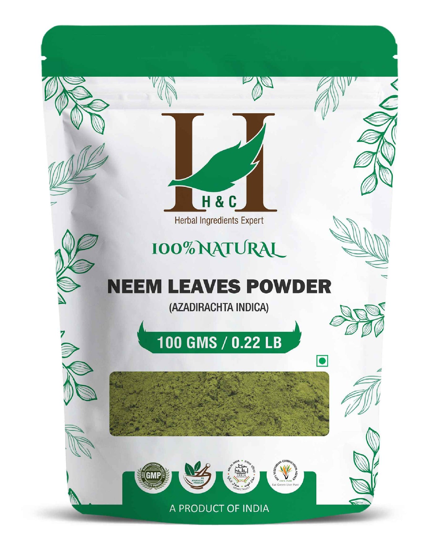 H&C Natural Neem Leaves Powder / Azadirachta Indica - 100gm