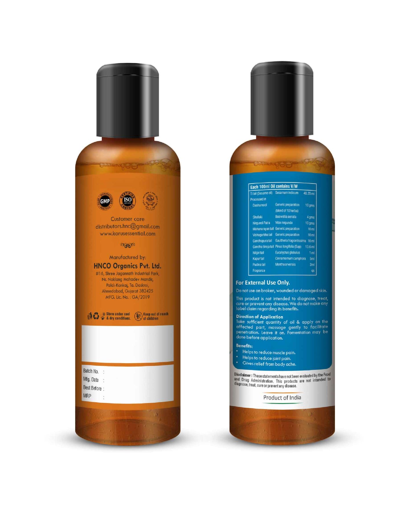 Korus Essential Pain Relief Oil 100ml - HNW GLOBAL
