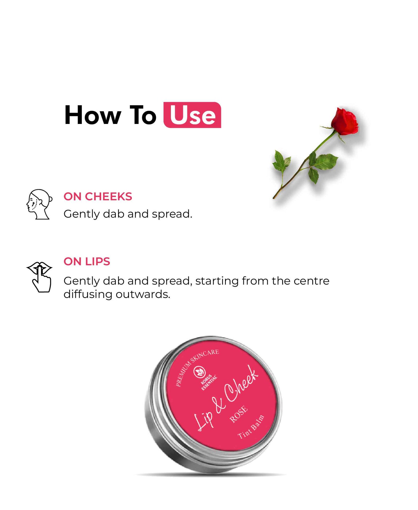 Korus Essential Rose Lip & Cheek Tint Balm - 8 Grams