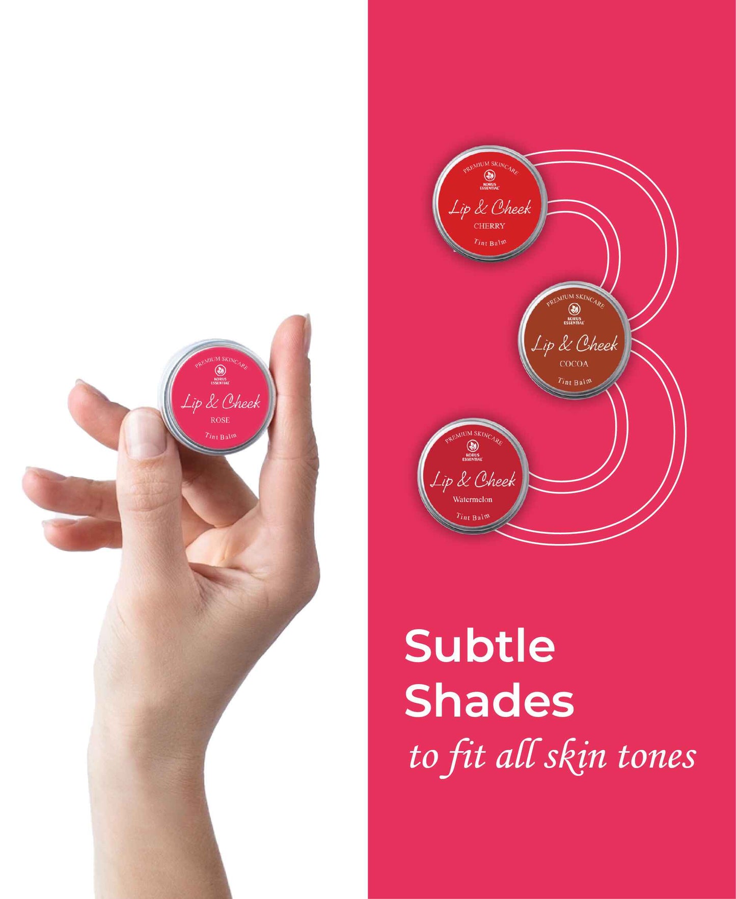 Korus Essential Rose Lip & Cheek Tint Balm - 8 Grams
