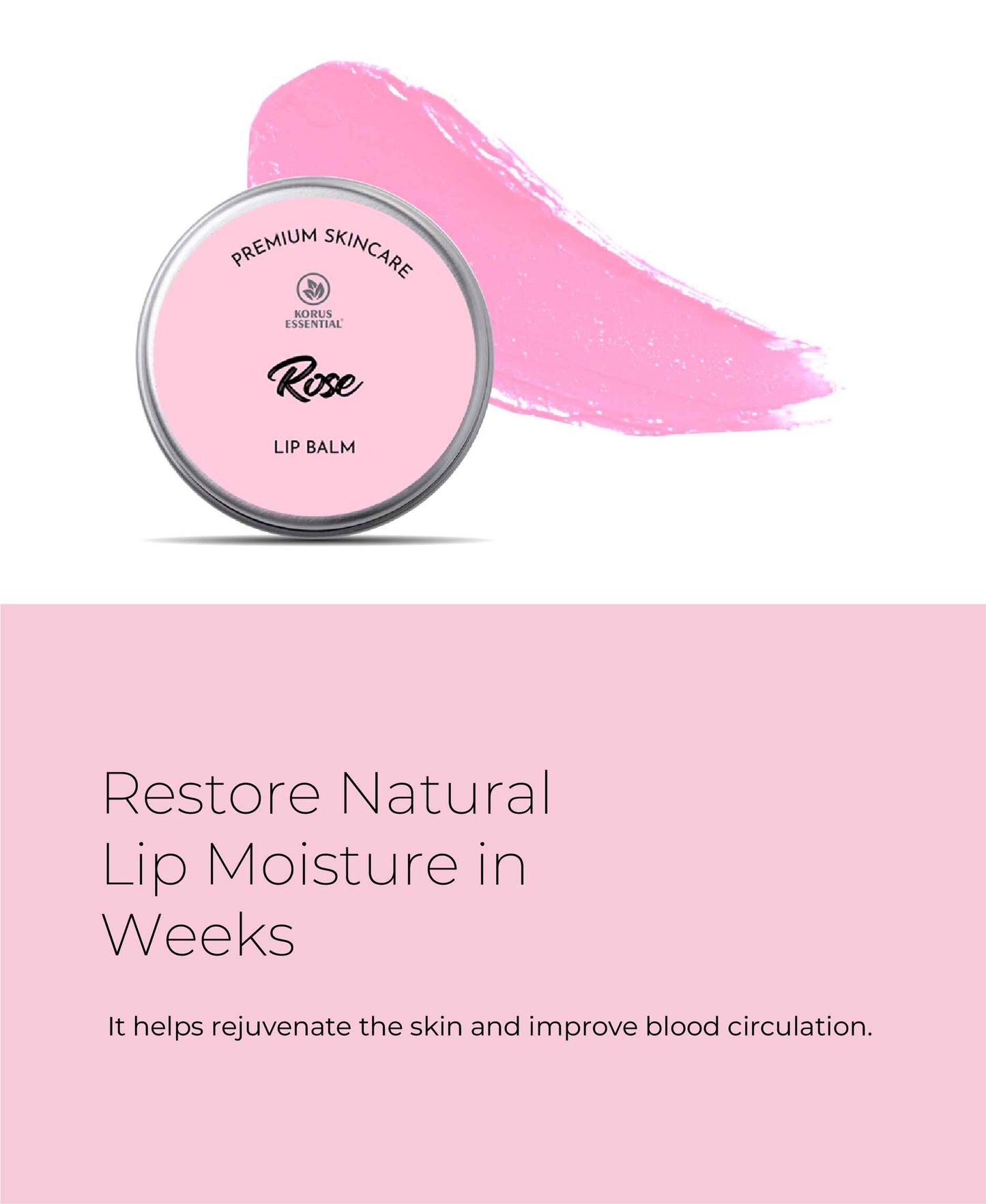 Korus Essential Rose Lip Balm with Shea Butter - 8 Grams - HNW GLOBAL