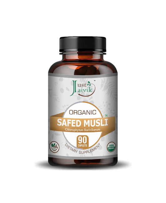 Just Jaivik Organic Safed Musli Caplet - 750mg, 90 count - HNW GLOBAL
