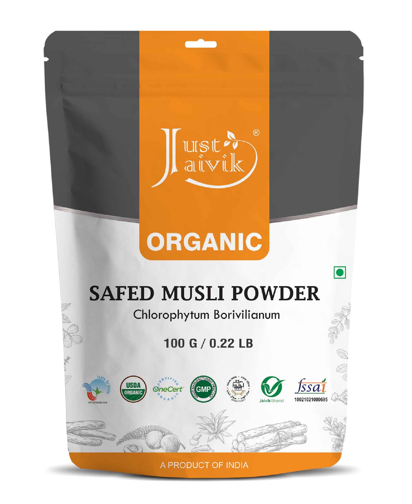 Just Jaivik Organic Safed Musli Powder - 100gm