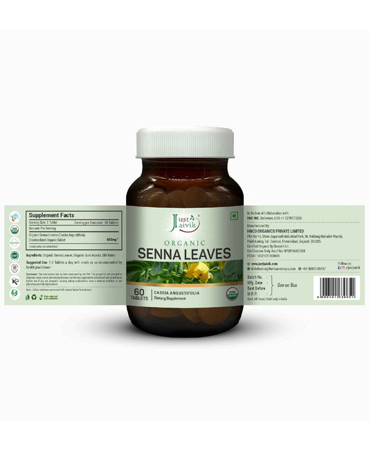 Just Jaivik Organic Senna Tablets - 600mg, 60 Tablets - HNW GLOBAL