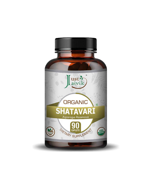 Just Jaivik Organic Shatavari Caplet - 750mg, 90 count - HNW GLOBAL