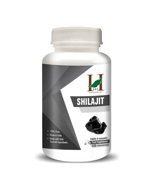 H&C Shilajit Extract Veg. Capsules - 450mg, 60 Counts | for Stamina, Powder and Overall Wellness - HNW GLOBAL