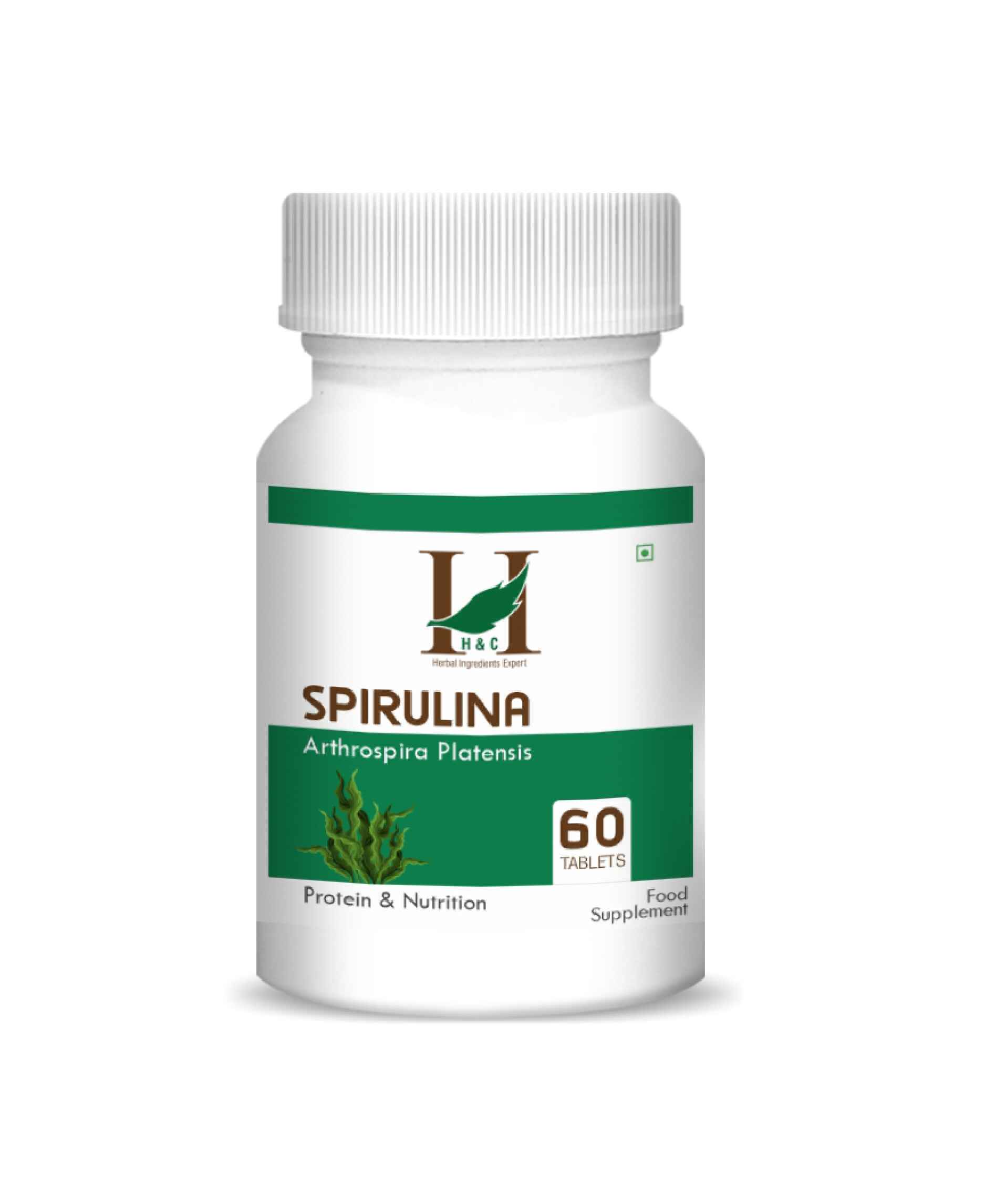 H&C Spirulina Tablet - 350mg , 60 Count - HNW GLOBAL