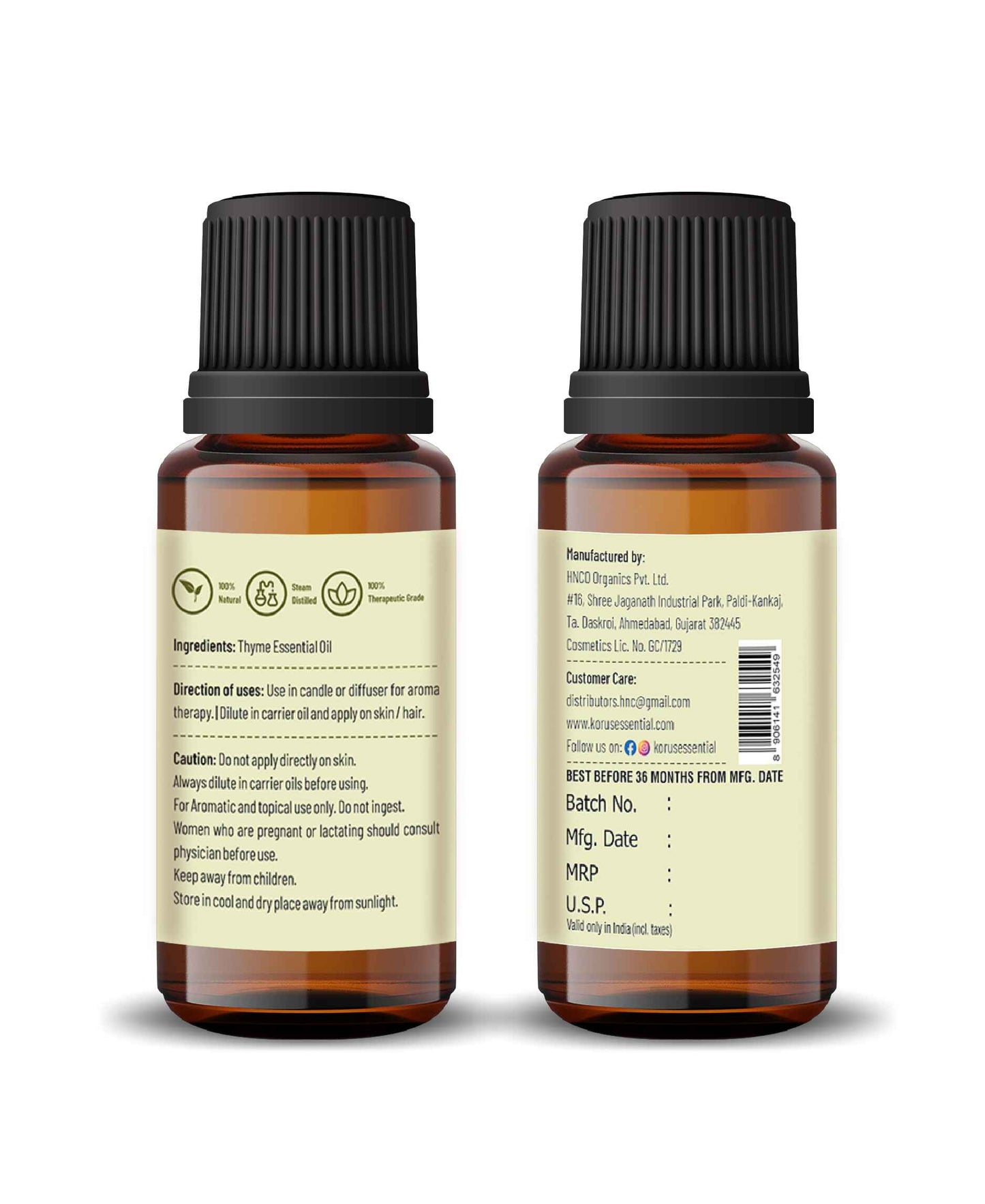 Korus Essential Thyme Essential Oil - 15ml - HNW GLOBAL