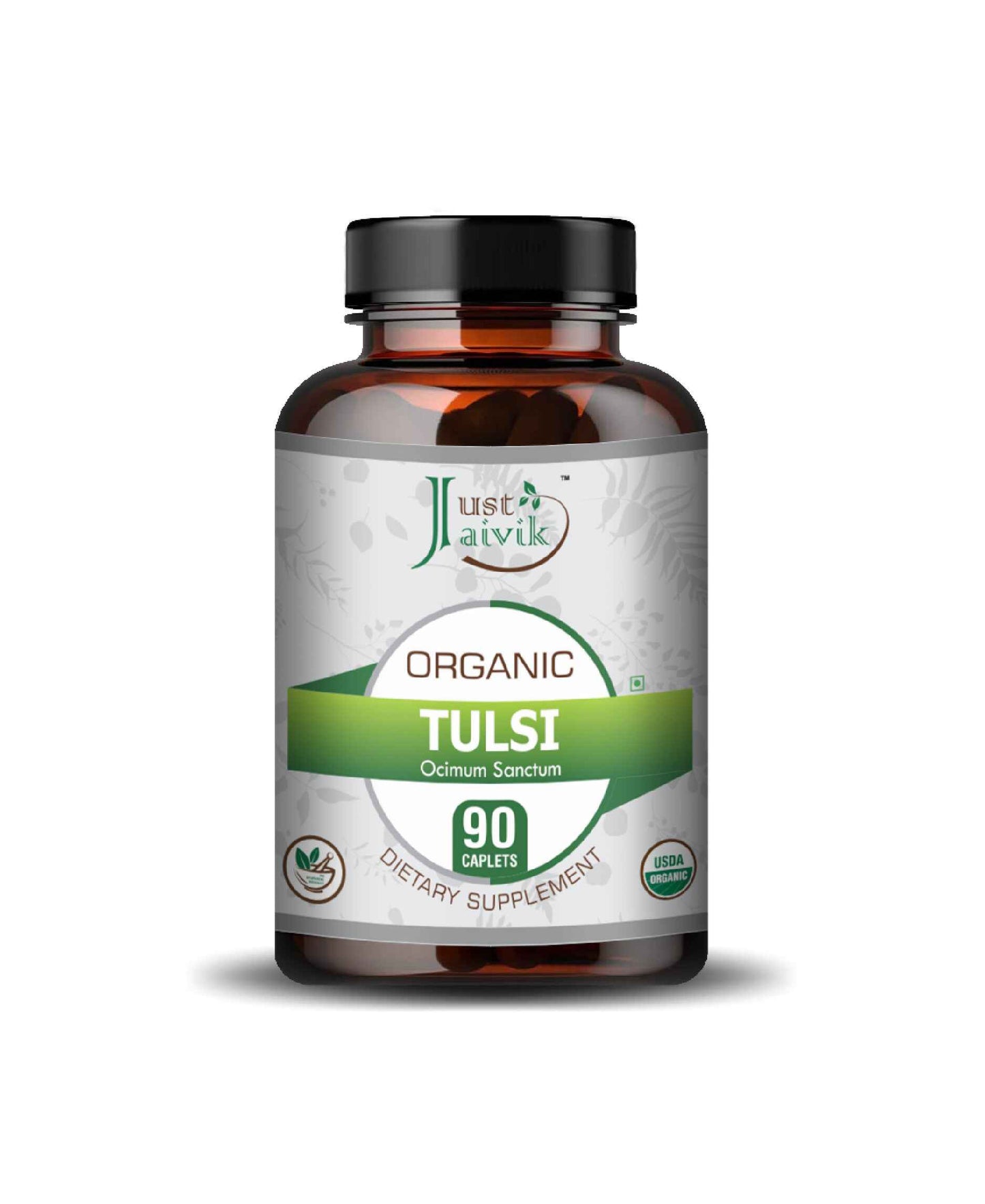 Just Jaivik Organic Tulsi Caplet - 750mg, 90 count