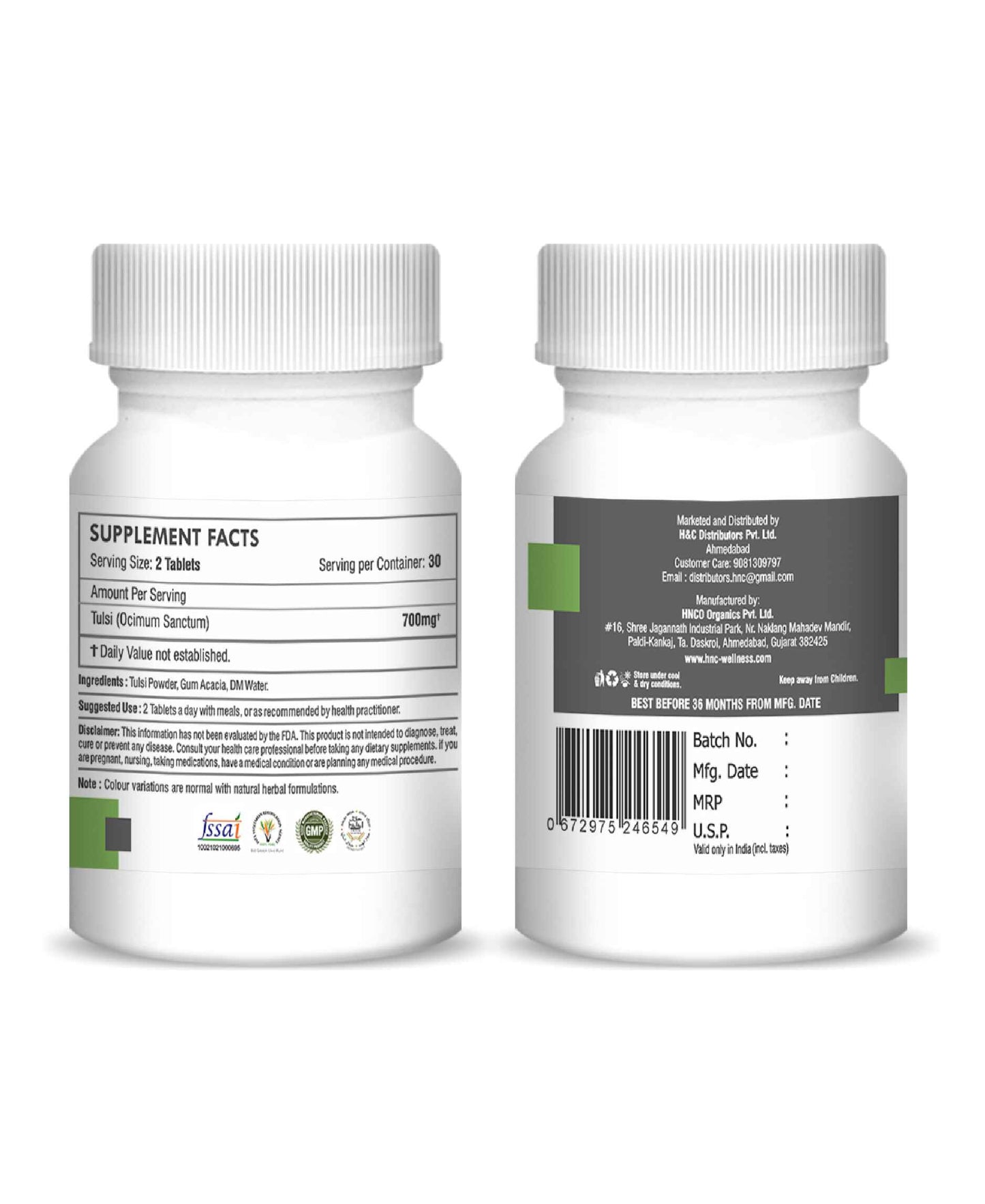 H&C Tulsi Tablet - 350mg , 60 Count
