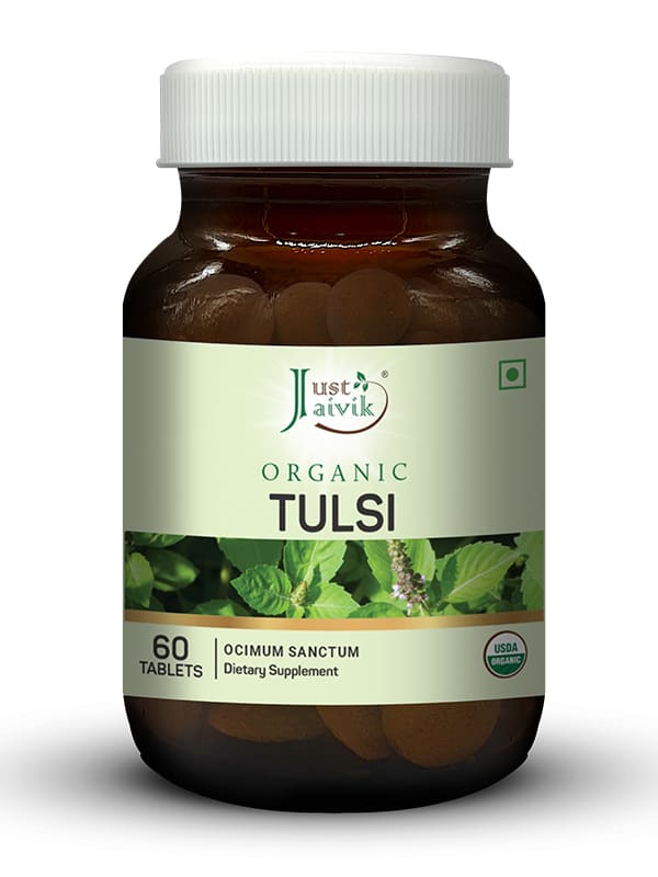 Just Jaivik Organic Tulsi Tablets - 600mg, 60 Tablets
