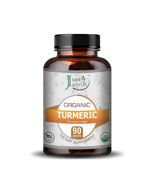 Just Jaivik Organic Turmeric Caplet - 750mg, 90 count - HNW GLOBAL
