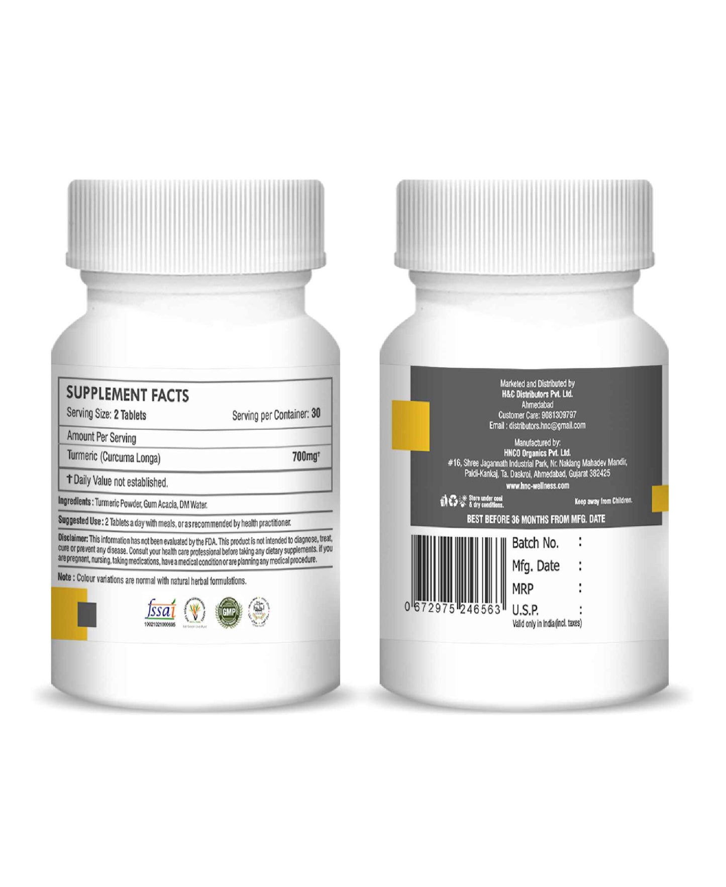 H&C Turmeric Tablet - 350mg , 60 Count