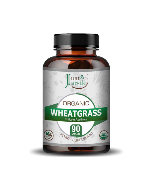 Just Jaivik Organic Wheatgrass Caplet - 750mg, 90 count - HNW GLOBAL
