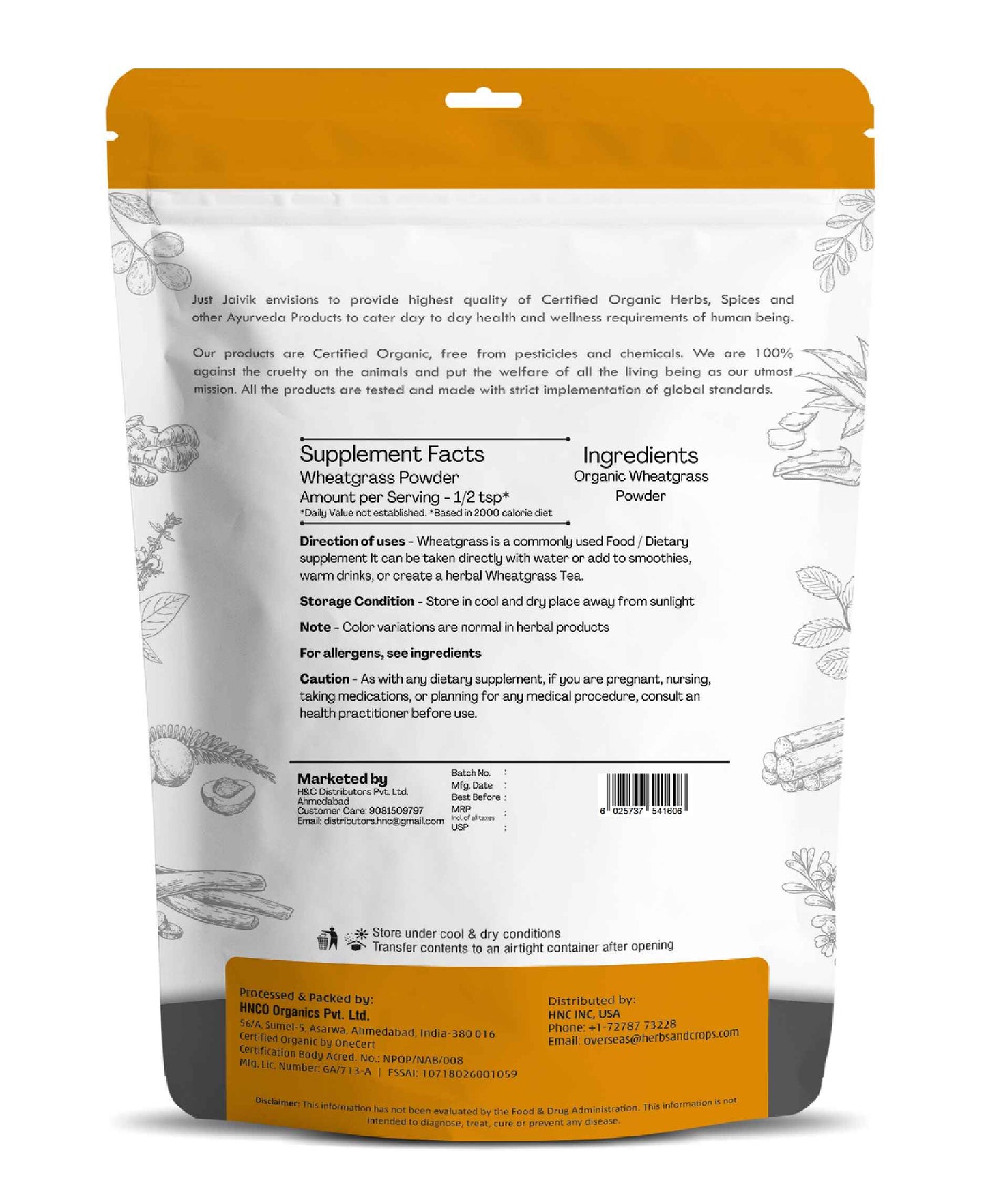 Just Jaivik Organic Wheatgrass Powder - 100gm
