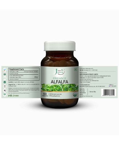 Just Jaivik Organic Alfalfa Tablets - 600mg, 60 tablets - HNW GLOBAL