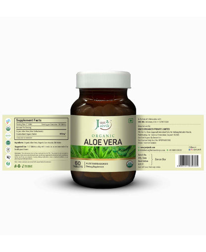 Just Jaivik Organic Aloe Vera Tablets - 600mg, 60 Tablets - HNW GLOBAL