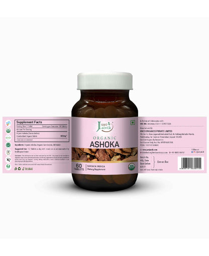 Just Jaivik Organic Ashoka Tablets - 600mg, 60 Tablets - HNW GLOBAL