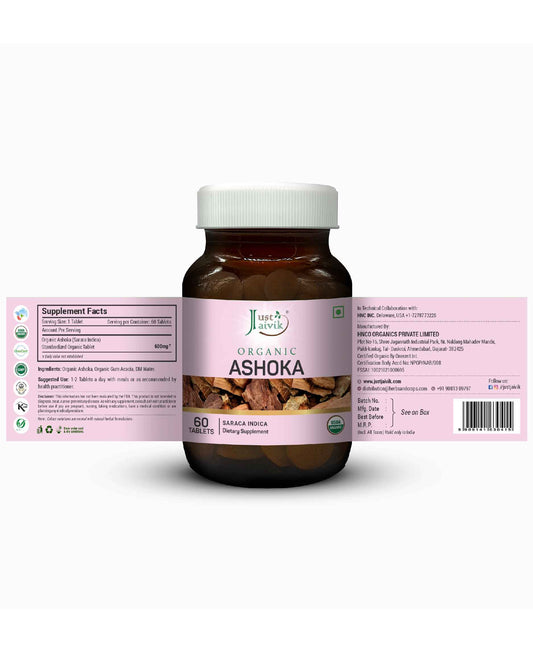 Just Jaivik Organic Ashoka Tablets - 600mg, 60 Tablets