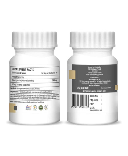 H&C Ashwagandha Tablet -back label