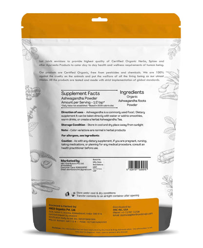 Just Jaivik Organic Ashwagandha Powder - 100gm - HNW GLOBAL