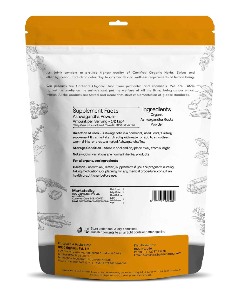 Just Jaivik Organic Ashwagandha Powder - 100gm - HNW GLOBAL