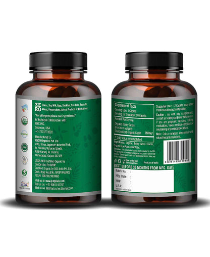 Just Jaivik Organic Barley Grass Caplet - 750mg, 90 count - HNW GLOBAL