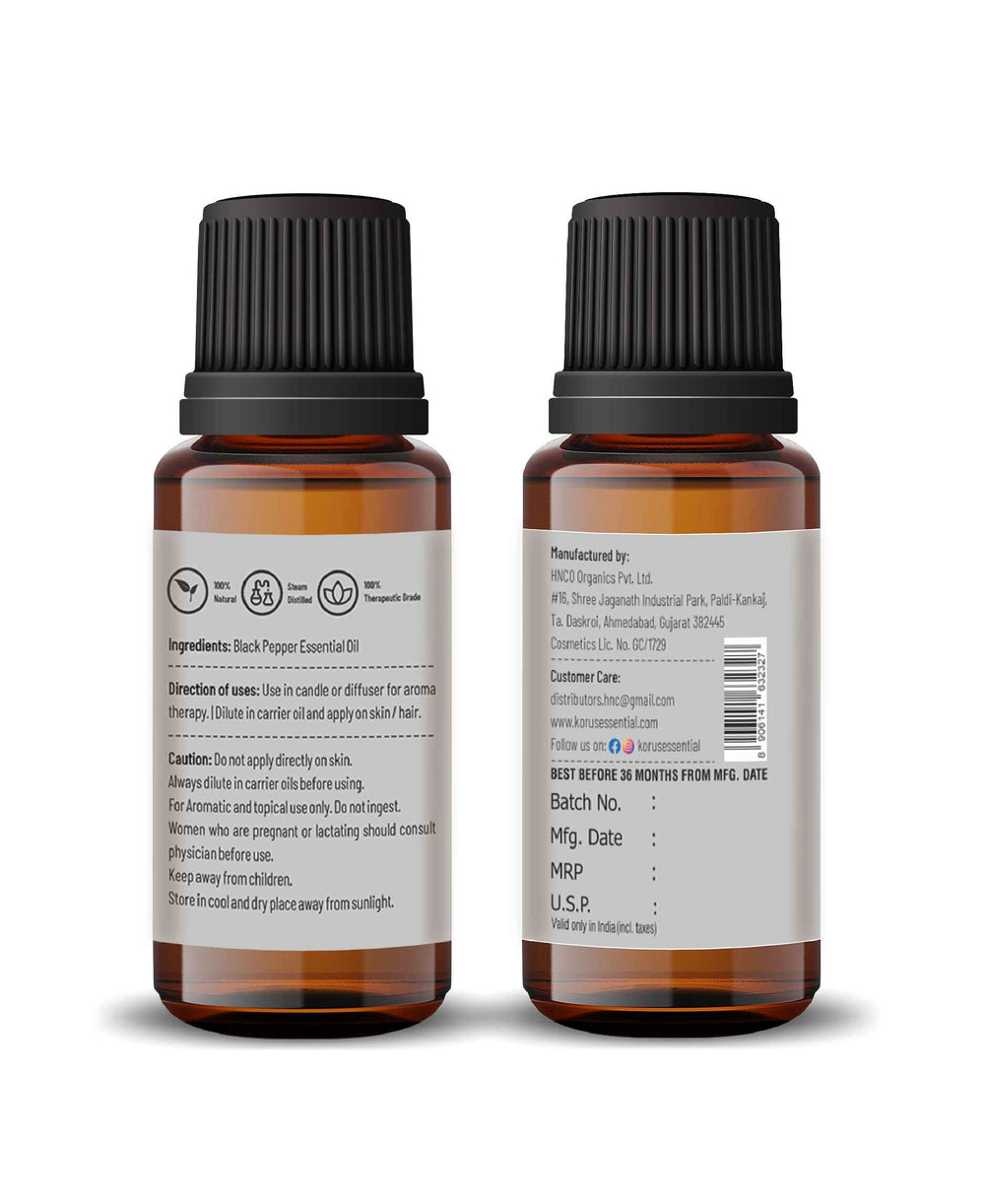 Korus Essential Black Pepper Essential Oil - 15ml - HNW GLOBAL