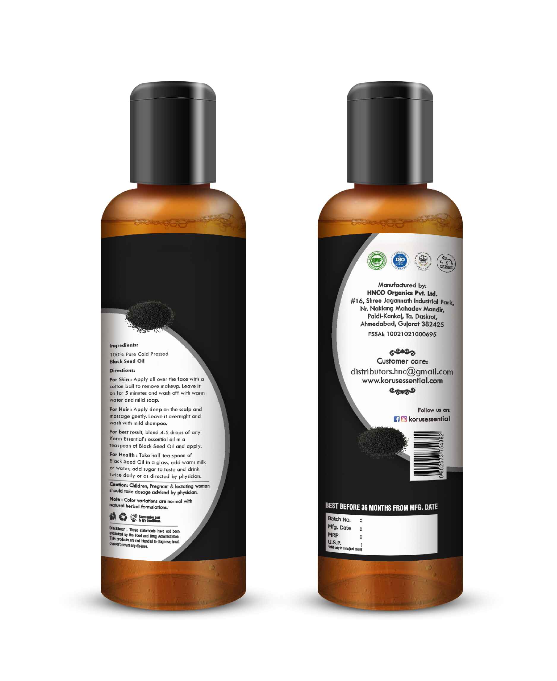 Korus Essential Black Seed Oil - 200ml - HNW GLOBAL